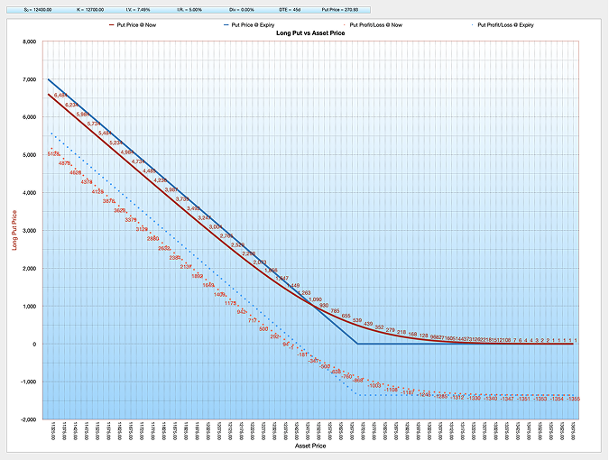 Black-Scholes-Merton Long Put Option Chart
